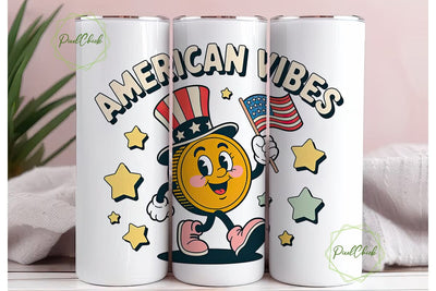American Vibes 20oz Tumbler Wrap Sublimation PixelChick 
