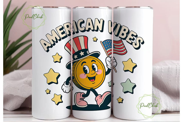 American Vibes 20oz Tumbler Wrap Sublimation PixelChick 