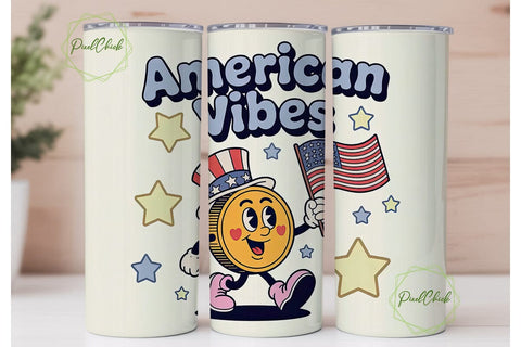 American Vibes 20oz Tumbler Wrap Sublimation PixelChick 