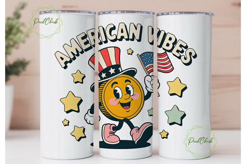 American Vibes 20oz Tumbler Wrap Sublimation PixelChick 