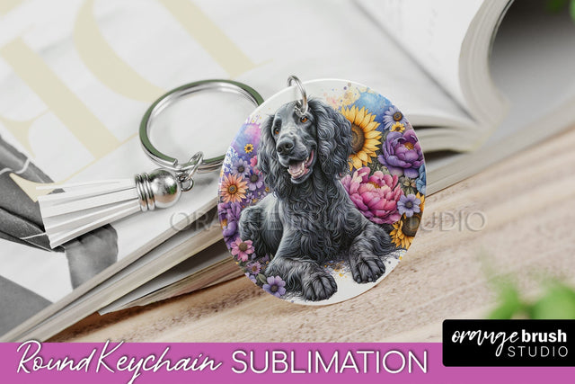 American Water Spaniel Keychain - Dog mom Floral Keychain Sublimation Design Sublimation OrangeBrushStudio 