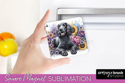American Water Spaniel Magnet Sublimation - Dog Mom Floral Magnet PNG Design Sublimation OrangeBrushStudio 