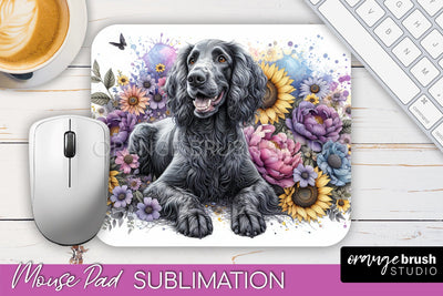 American Water Spaniel Mouse Pad Design - Dog Mom Floral Mousepad Sublimation Sublimation OrangeBrushStudio 