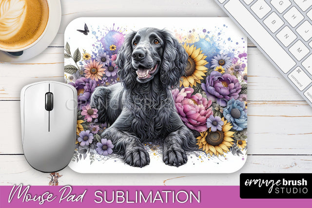 American Water Spaniel Mouse Pad Design - Dog Mom Floral Mousepad Sublimation Sublimation OrangeBrushStudio 