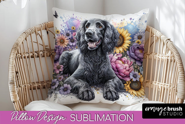 American Water Spaniel Pillow Cover - Dog Mom Floral Pillow Sublimation Sublimation OrangeBrushStudio 