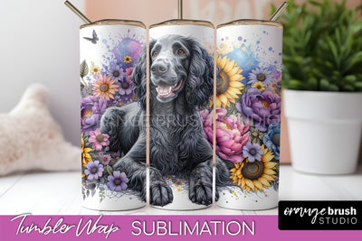 American Water Spaniel Tumbler Wrap - Dog Mom Floral Tumbler Sublimation Sublimation OrangeBrushStudio 