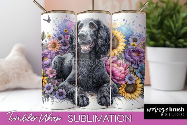 American Water Spaniel Tumbler Wrap - Dog Mom Floral Tumbler Sublimation Sublimation OrangeBrushStudio 