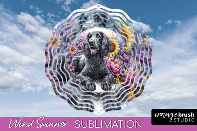 American Water Spaniel Wind Spinner, Dog Mom Floral Wind Spinner Sublimation Sublimation OrangeBrushStudio 