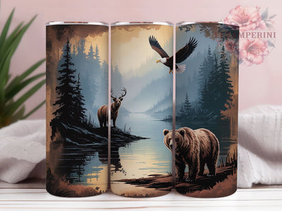 American Wildlife Wilderness Tumbler, Wildlife Scene Wrap, Nature Adventure Cup, Artistic Sublimation Design, Outdoor Gift Tumbler, Sweet Wilderness Wrap, Adorable Wildlife Cup Sublimation Li Zamperini 