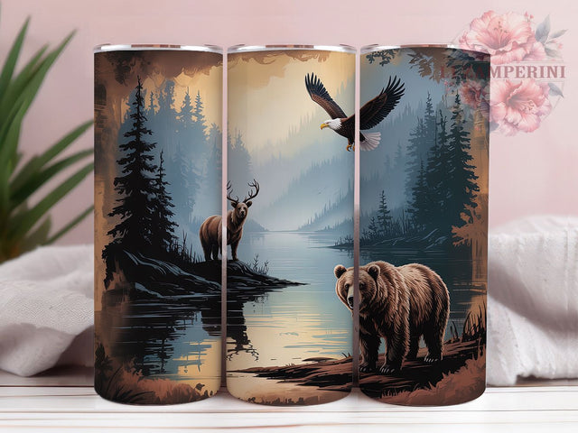 American Wildlife Wilderness Tumbler, Wildlife Scene Wrap, Nature Adventure Cup, Artistic Sublimation Design, Outdoor Gift Tumbler, Sweet Wilderness Wrap, Adorable Wildlife Cup Sublimation Li Zamperini 