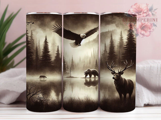 American Wildlife Wilderness Tumbler, Wildlife Scene Wrap, Nature Adventure Cup, Artistic Sublimation Design, Outdoor Gift Tumbler, Sweet Wilderness Wrap, Adorable Wildlife Cup Sublimation Li Zamperini 