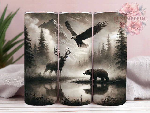 American Wildlife Wilderness Tumbler, Wildlife Scene Wrap, Nature Adventure Cup, Artistic Sublimation Design, Outdoor Gift Tumbler, Sweet Wilderness Wrap, Adorable Wildlife Cup Sublimation Li Zamperini 