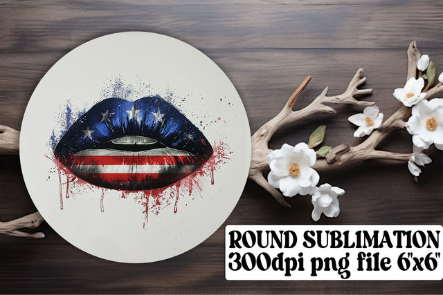 Americana Lips Keychain & Coaster Selection Sublimation afrosvg 