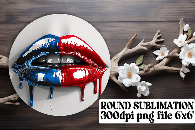 Americana Lips Sublimation Trio & Keychain Sublimation afrosvg 