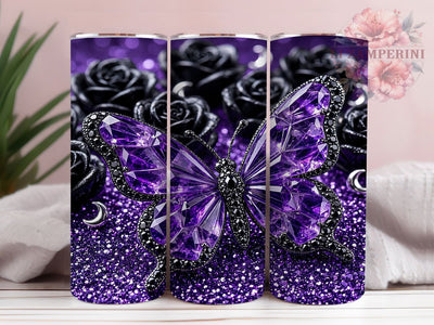Amethyst Butterfly 20oz Tumbler, Butterfly Design, Amethyst Theme, Purple Aesthetic, Whimsical Charm, Nature Motif, 20oz Wrap, Sublimation Tumbler Sublimation Li Zamperini 