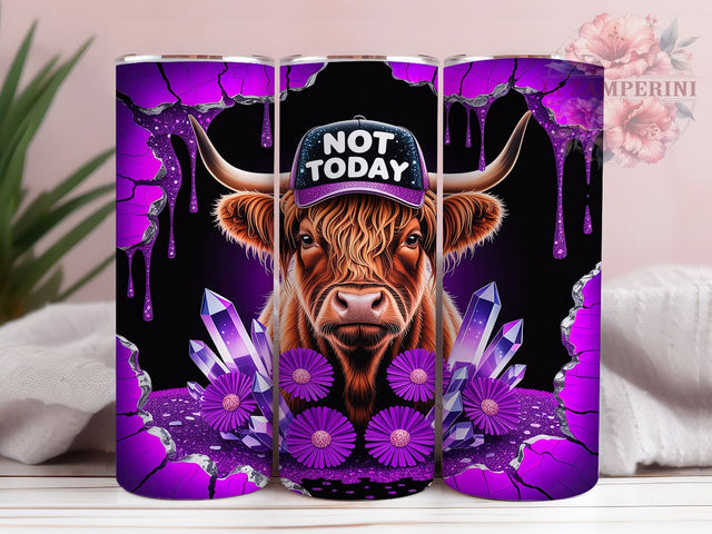 Amethyst Highland Cow 20oz Tumbler, Highland Cow, Amethyst Theme, Rustic Charm, Farmhouse Style, Whimsical Design, Skinny Tumbler, Sublimation PNG Sublimation Li Zamperini 
