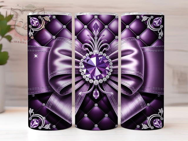 Amethyst Quilted Gemstone Tumbler, Purple Quilted, Gemstone Wrap, Luxury Style, Sublimation Art, 20oz Tumbler, Elegant Design Sublimation Lara' s Designs 