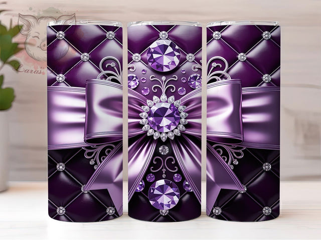 Amethyst Quilted Gemstone Tumbler, Purple Quilted, Gemstone Wrap, Luxury Style, Sublimation Art, 20oz Tumbler, Elegant Design Sublimation Lara' s Designs 