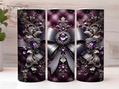 Amethyst Quilted Gemstone Tumbler, Purple Quilted, Gemstone Wrap, Luxury Style, Sublimation Art, 20oz Tumbler, Elegant Design Sublimation Lara' s Designs 