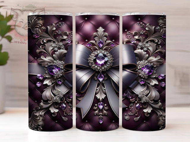 Amethyst Quilted Gemstone Tumbler, Purple Quilted, Gemstone Wrap, Luxury Style, Sublimation Art, 20oz Tumbler, Elegant Design Sublimation Lara' s Designs 