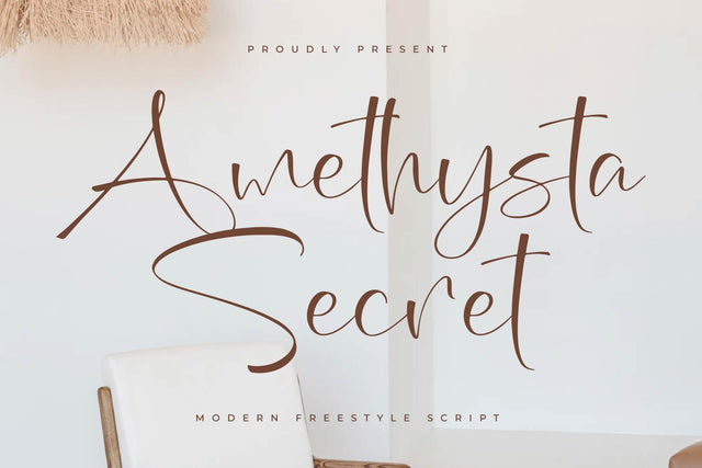 Amethysta Secret - Modern Freestyle Script Font Letterena Studios 