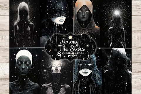 Among The Stars Junk Journal Pages | Cosmic Digital Art SVG GlamArtZhanna 