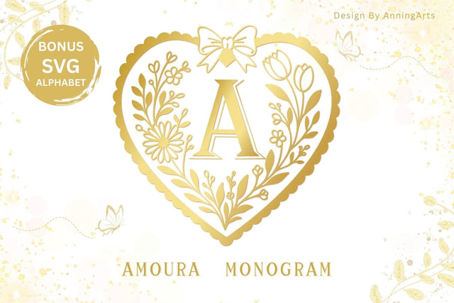 Amoura - Elegant Floral Monogram Font Font AnningArts Design 