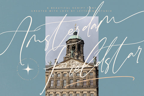 Amsterdam Fieldstar - Beautiful Script Font Font Letterena Studios 