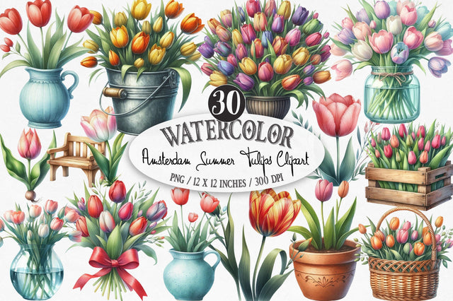 Amsterdam Summer Tulips Clipart Sublimation SVGista 