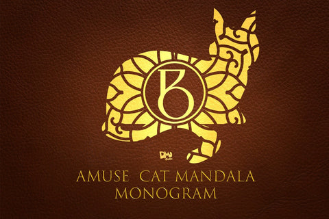 Amuse Cat Mandala Monogram Font Dm Letter Studio 