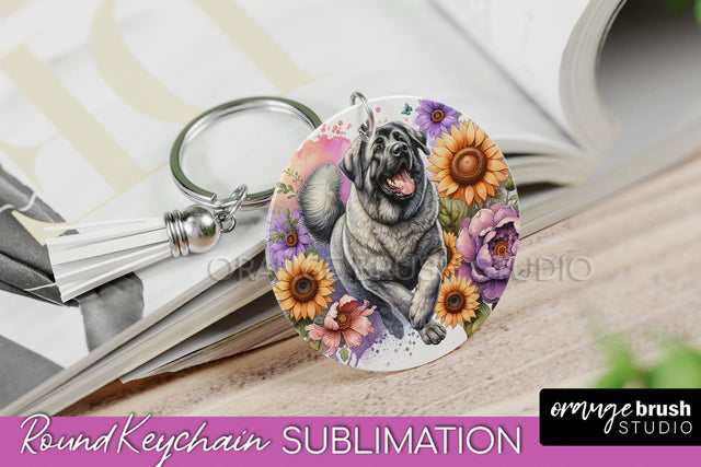 Anatolian Shepherd Dog Keychain - Dog mom Floral Keychain Sublimation Design Sublimation OrangeBrushStudio 