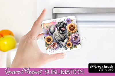 Anatolian Shepherd Dog Magnet Sublimation - Dog Mom Floral Magnet PNG Design Sublimation OrangeBrushStudio 