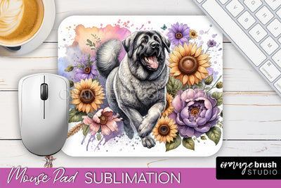 Anatolian Shepherd Dog Mouse Pad Design - Dog Mom Floral Mousepad Sublimation Sublimation OrangeBrushStudio 