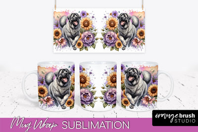 Anatolian Shepherd Dog Mug Wrap - Dog Mom Floral Coffee Mug PNG Sublimation Sublimation OrangeBrushStudio 