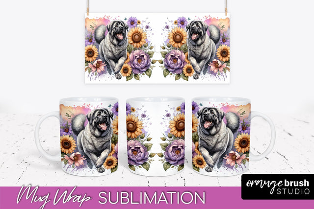 Anatolian Shepherd Dog Mug Wrap - Dog Mom Floral Coffee Mug PNG Sublimation Sublimation OrangeBrushStudio 