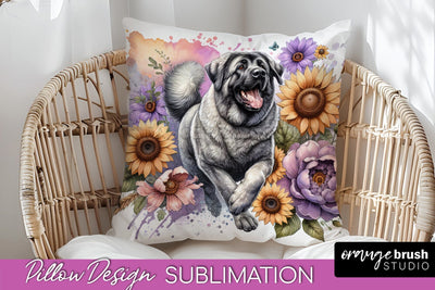 Anatolian Shepherd Dog Pillow Cover - Dog Mom Floral Pillow Sublimation Sublimation OrangeBrushStudio 