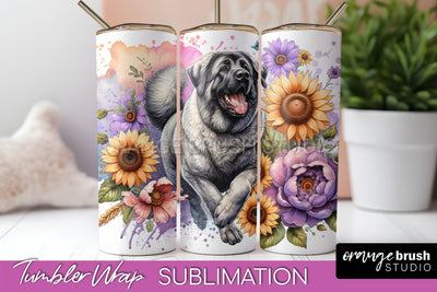 Anatolian Shepherd Dog Tumbler Wrap - Dog Mom Floral Tumbler Sublimation Sublimation OrangeBrushStudio 