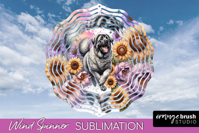 Anatolian Shepherd Dog Wind Spinner, Dog Mom Floral Wind Spinner Sublimation Sublimation OrangeBrushStudio 
