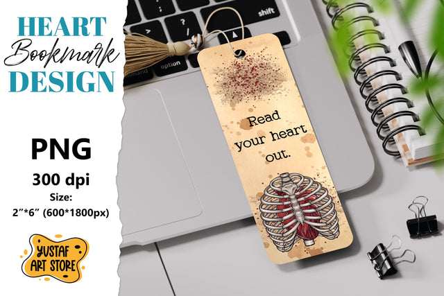 Anatomical Heart Bookmark printable. Read your heart out Sublimation Yustaf Art Store 