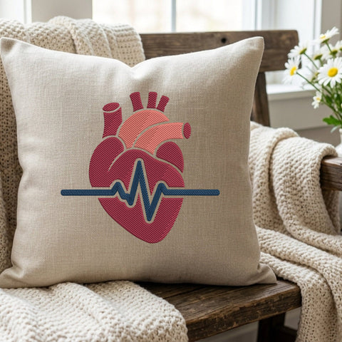 Anatomical Heart ECG Embroidery Design – Heartbeat EKG Medical Heart Machine Embroidery File Embroidery/Applique DESIGNS PatternFeed8 