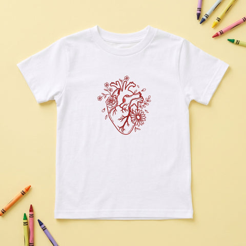 Anatomical Heart Floral Embroidery Design – Human Heart Rose Daisy Botanical Redwork Machine Embroidery File Embroidery/Applique DESIGNS PatternFeed8 
