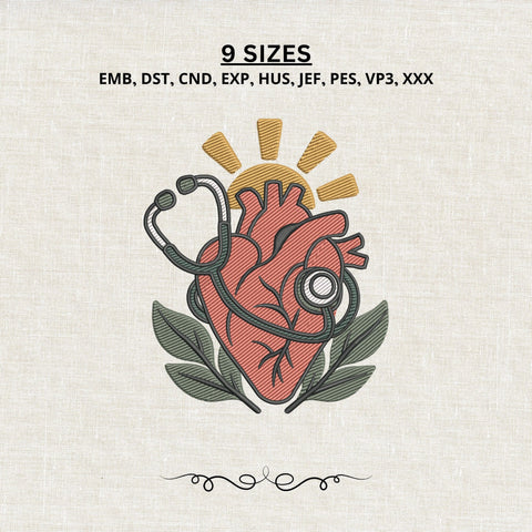 Anatomical Heart Stethoscope Embroidery Design – Medical Heart Machine Embroidery File, Nurse Doctor Healthcare Cardiology Design Embroidery/Applique DESIGNS PatternFeed8 