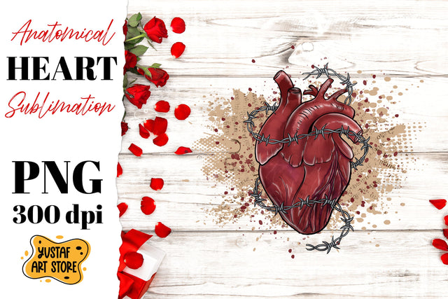 Anatomical heart sublimation. Barbed wire Heart sublimation Sublimation Yustaf Art Store 