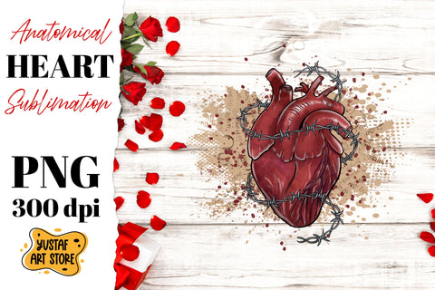 Anatomical heart sublimation. Barbed wire Heart sublimation Sublimation Yustaf Art Store 