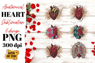 Anatomical heart sublimation bundle. 6 hand painted design Sublimation Yustaf Art Store 