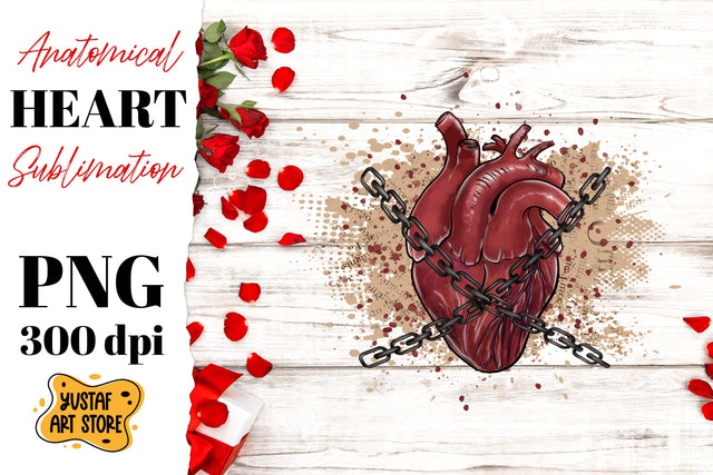 Anatomical heart sublimation. Heart with chain sublimation Sublimation Yustaf Art Store 