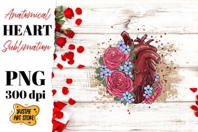 Anatomical heart sublimation. Heart with flowers sublimation Sublimation Yustaf Art Store 