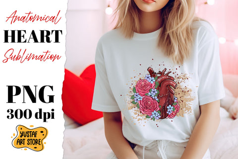 Anatomical heart sublimation. Heart with flowers sublimation Sublimation Yustaf Art Store 