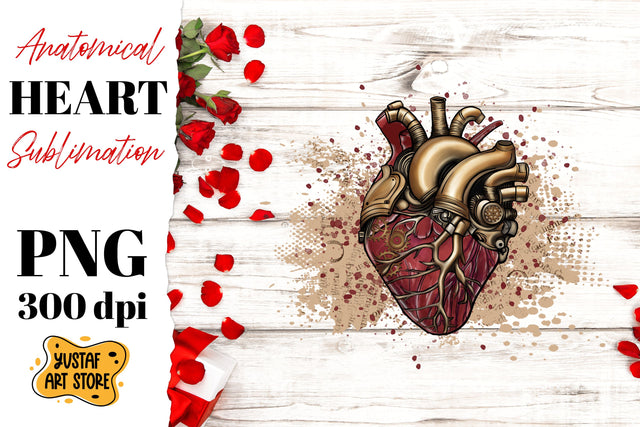 Anatomical heart sublimation. Steampunk Heart sublimation Sublimation Yustaf Art Store 