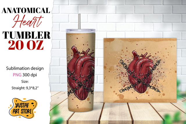 Anatomical heart tumbler. Halloween tumbler wrap Sublimation Yustaf Art Store 